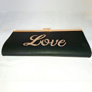 INC brand "Love in a Clutch" Rosegold embossed Valentines clutch purse.